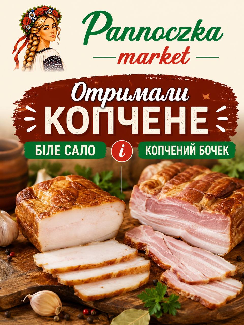 Wędzone białe sało i boczek wędzony